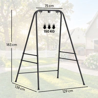 Outsunny Hammock Chair Stand Only, 150KG Load Capacity, for Indoor Outdoor, Black 