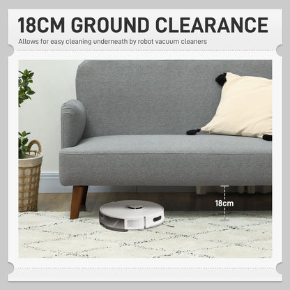 HOMCOM Velvet Feel Fabric 2 Seater Sofa, Small Sofa Loveseat with 21cm Thick Padding and Wood Legs, Grey 