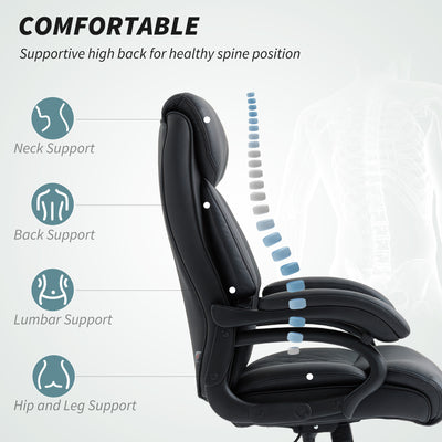 HOMCOM Executive Office Chair with Spring Padding - Black 