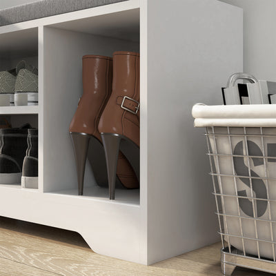 HOMCOM Multi-Compartment Shoe Bench, with Seat - White 
