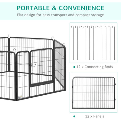PawHut 12 Panels Heavy Duty Puppy Playpen, for Small Dogs, Indoor and Outdoor Use - Silver 