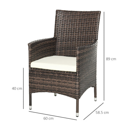 Outsunny 4 PC Rattan Chair Set, Patio Sofa Chairs Set, Cushioned Outdoor Rattan Furniture 