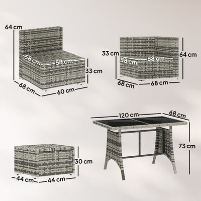Outsunny 10 Piece Rattan Garden Furniture Set, 2 Corner Sofas with 4 Chairs, 4 Stools and Coffee Table, Outdoor Patio Furniture 