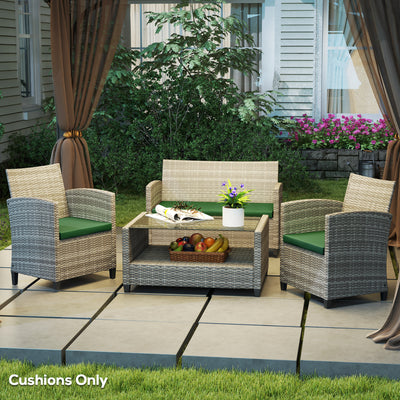 Outsunny Outdoor Seat Cushion Pads for Rattan Furniture, 3 PCs Garden Furniture Cushions, Green 