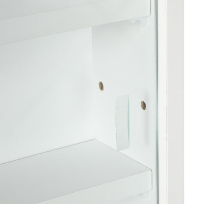 HOMCOM 5-Tier Wall Display Shelf Unit Cabinet w/ 4 Adjustable Shelves Glass Doors Home Office Ornaments 60x80cm White 