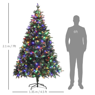 HOMCOM 7ft LED Pre-Lit Artificial Christmas Tree, with Base 