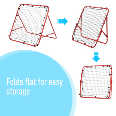 HOMCOM Rebounder Net, Practise Kickback Goal, for Teens, Adults Training - Red 