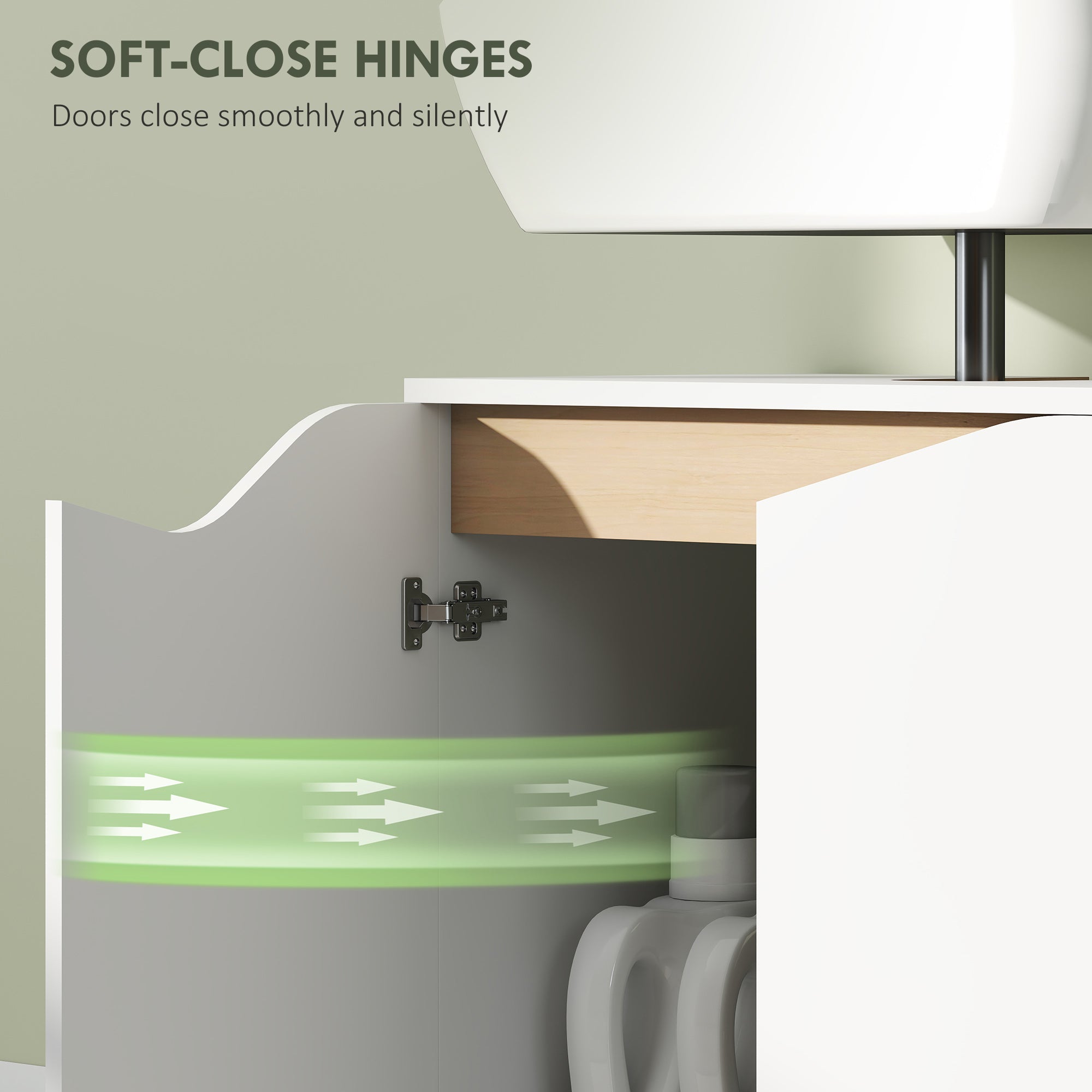 HOMCOM Under Sink Bathroom Cabinet, Bathroom Storage Cabinet with Soft-Close Doors, for Basin without Pedestal, White 