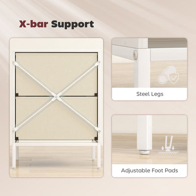 HOMCOM Chest of Drawers, Dresser with 2 Fabric Drawers and Aluminium Handles - White 