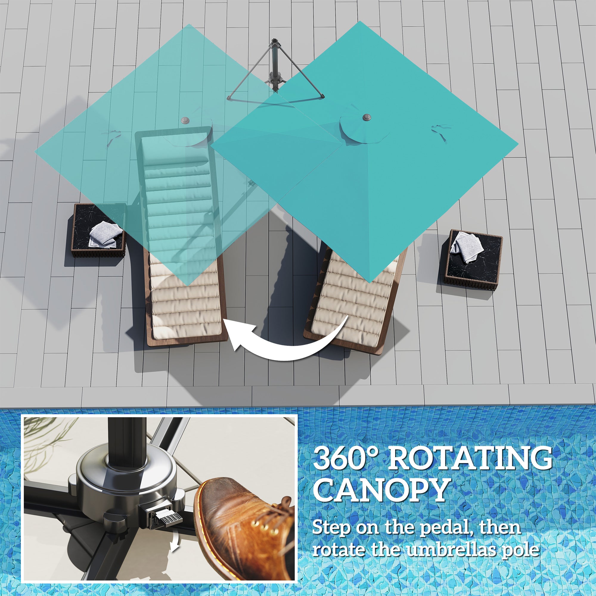Outsunny Patio Offset Parasol Umbrella - Blue 