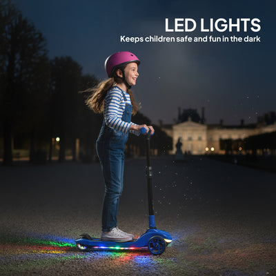 AIYAPLAY Three-Wheel Foldable Electric Scooter for Kids Aged 6-10 Years, Blue 