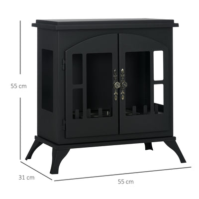HOMCOM Freestanding Ethanol Fireplace Stove, Bioethanol Fire with Stainless Steel Flame Snuffer, 0.9L Tank, 3 Hours Burning Time for Indoor, Black 