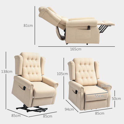 HOMCOM 45\'c2\'b0 Lifting Riser and Recliner Armchair  - Beige 