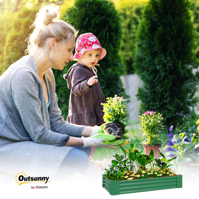 Outsunny 180 x 90cm Galvanised Steel Open Planter - Green 