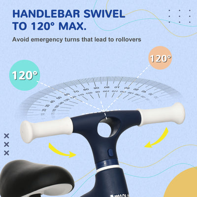 AIYAPLAY Baby Balance Bike, with Adjustable Seat, for 1.5-3 Years - Blue 