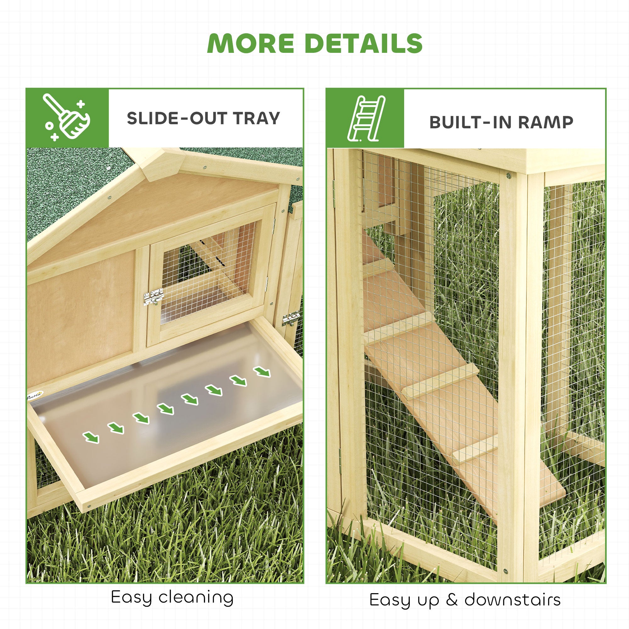 PawHut Large Chicken Coop, Wooden Outdoor Chicken Cage Poultry Hen House with Nesting Box 