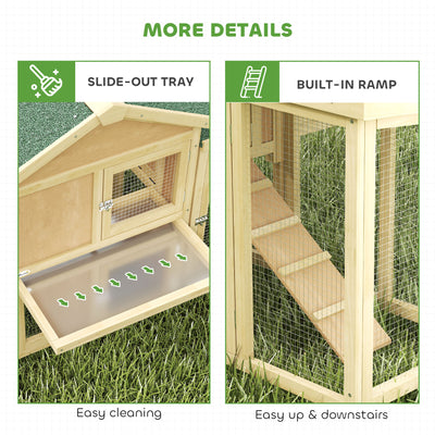 PawHut Large Chicken Coop, Wooden Outdoor Chicken Cage Poultry Hen House with Nesting Box 