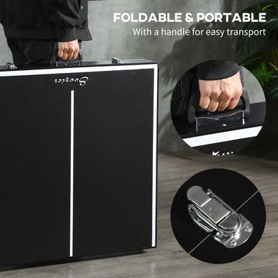 SPORTNOW 5ft Mini Table Tennis Table, Folding Ping Pong Table with Net and Aluminium Frame, Portable Ping Pong Game Set for Indoor Outdoor Use, Black 