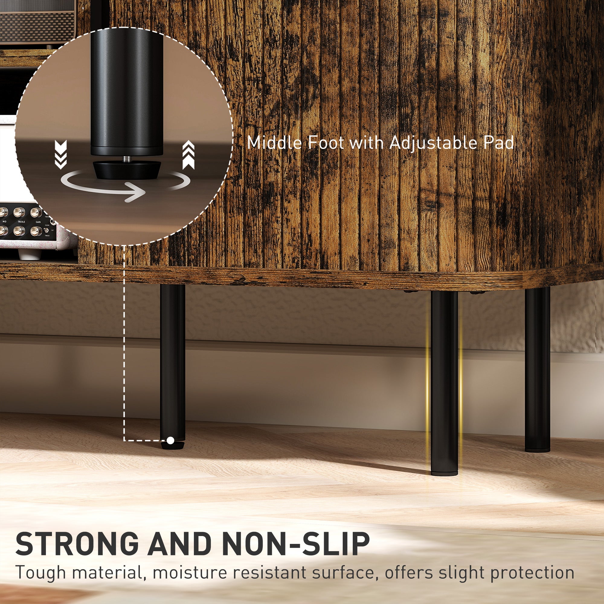 HOMCOM TV Stand Cabinet for TVs up to 55 Inches, TV Unit with Storage Shelves and Cupboard for Living Room, Rustic Brown