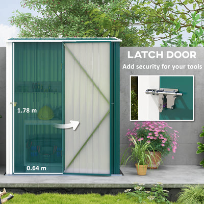 Outsunny 5.3 x 3.1ft Corrugated Steel Garden Shed - Green 