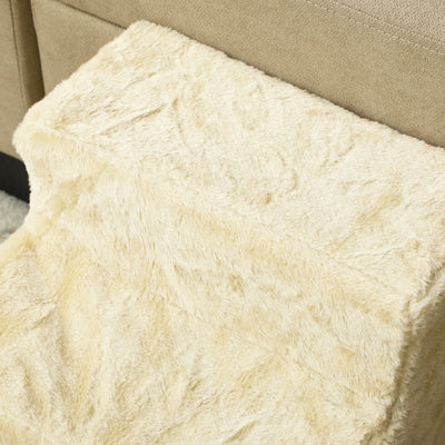 PawHut Three-Step Dog Stairs, with Washable Plush Cover, for High Bed Sofa, Dog Stairs for Small Dog and Cat - Beige 