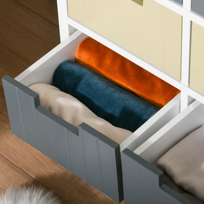 HOMCOM 6 Drawer Storage Tower, Dresser Chest with Wood Top, Organizer Unit for Closets Bedroom Nursery Room Hallway 