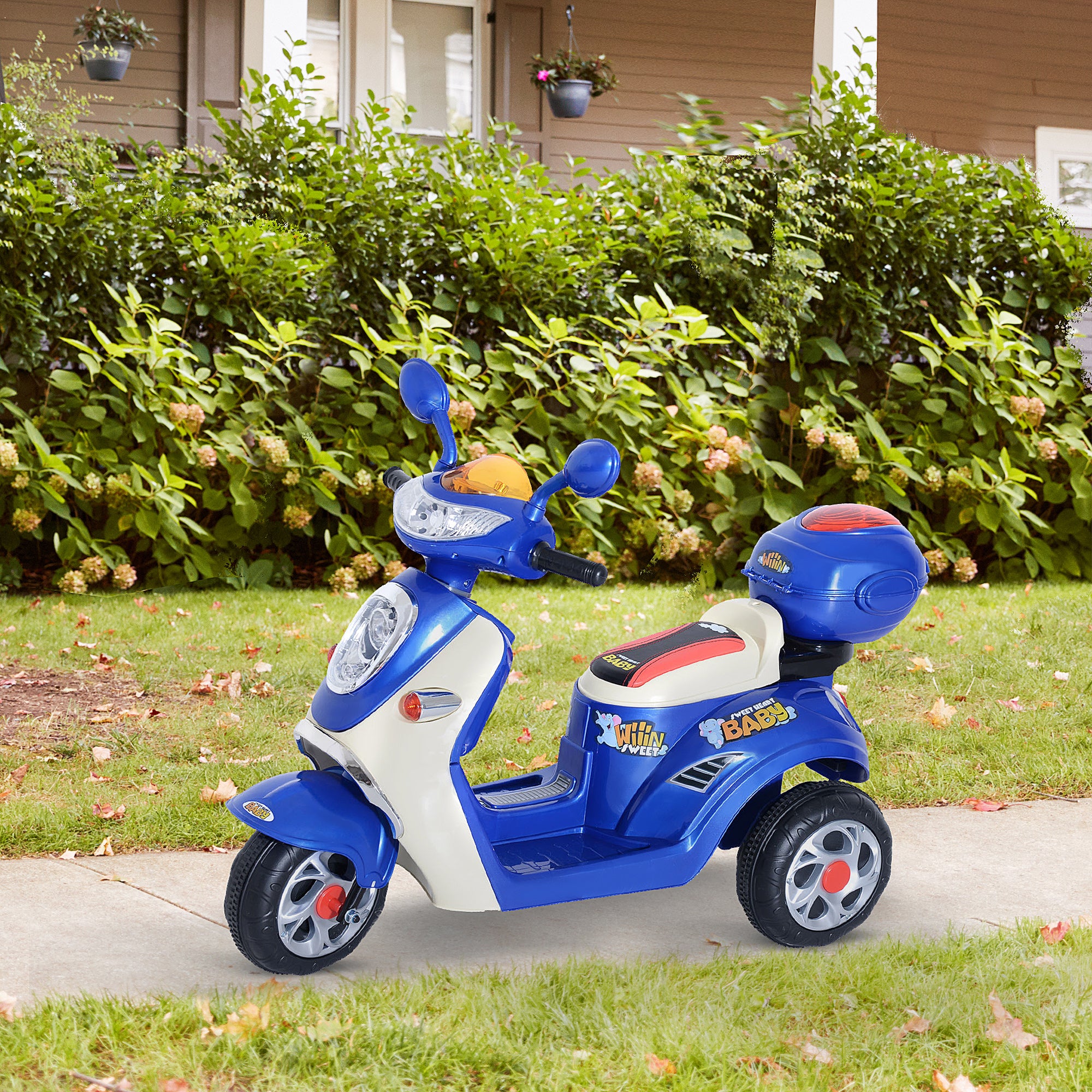 HOMCOM Kids Electric Ride On Toy Car 6V Electric Motorbike with Chargeable Battery Headlight and Music for 3-5 Years - Blue 