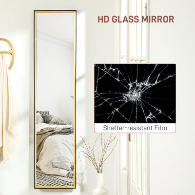 HOMCOM Full Length Mirror, 37 x 157cm Wall Mounted, Leaning, Free Standing Mirror, Framed Full Body Mirror for Living Room, Bedroom, Black 