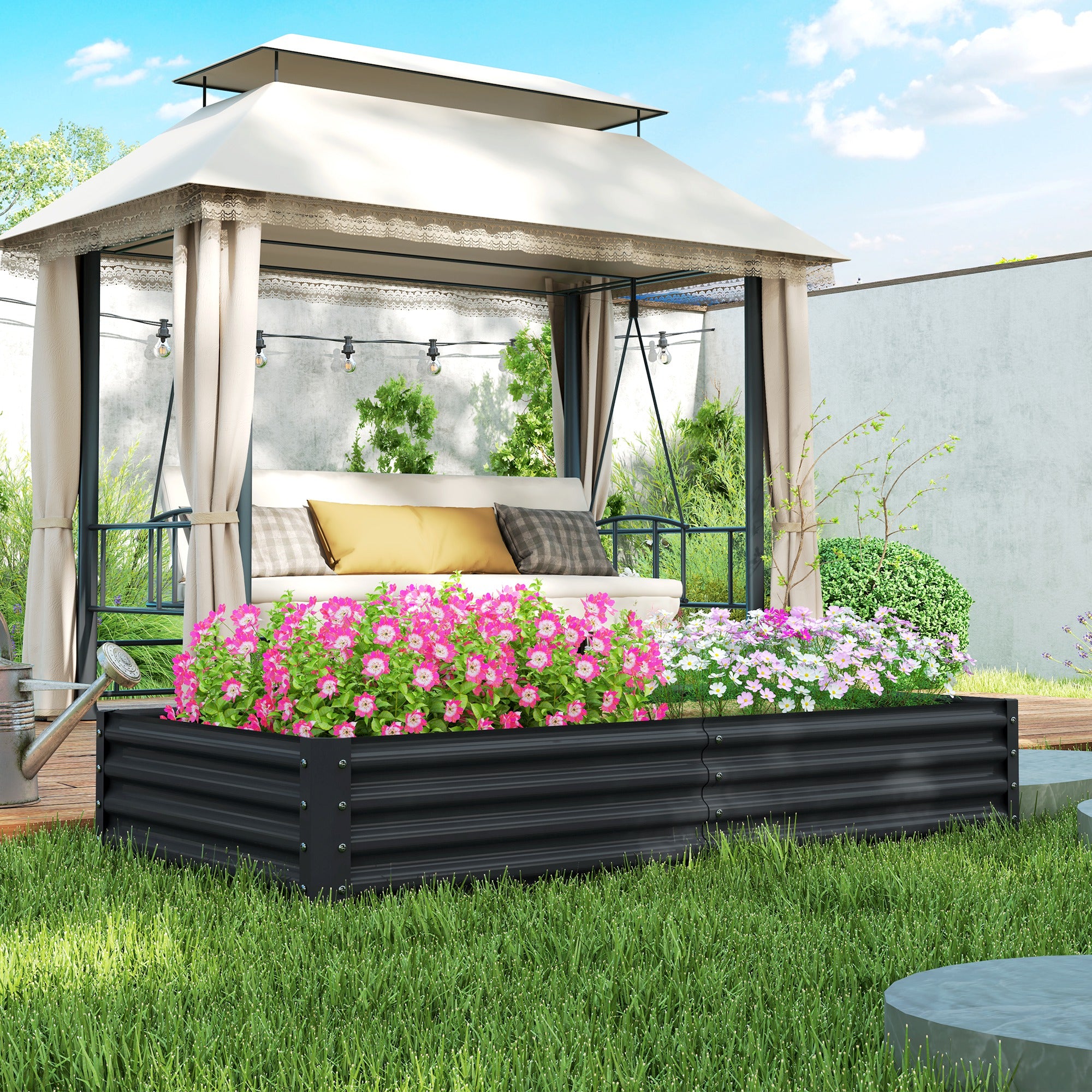 Outsunny 180 x 90cm Galvanised Steel Open Planter - 84H-211V00CG 