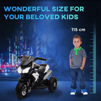 HOMCOM Kids 6V Electric Ride On Motorcycle Electric Motorbike w/ Lights Music Horn 3 Wheel Outdoor Play Toy for 3-5 Years Black 