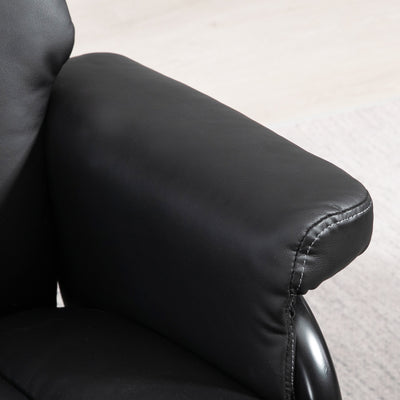 HOMCOM Swivel Recliner Chair with Footstool, PU Leather Recliner Armchair with Ottoman, Steel Base, Upholstered Reclining Chair for Living Room, Bedroom, Office, Black 