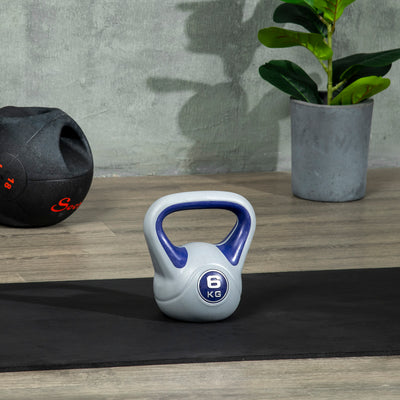 SPORTNOW Kettlebell, 6kg Kettle Bells with Handle for Home Gym Weight Lifting and Strength Training, Purple and Grey 