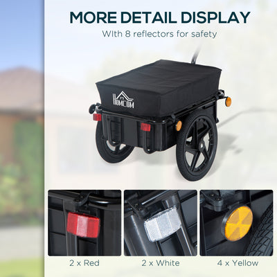 HOMCOM Cargo Trailer Bike Stroller Garden Trolley W/Carrier Utility Luggage & Wheels Black 