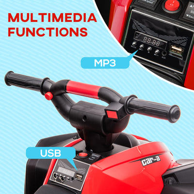 HOMCOM 12V Ride-On Quad Bike w/ Music, Horn, for Ages 3-5 Years - Red 