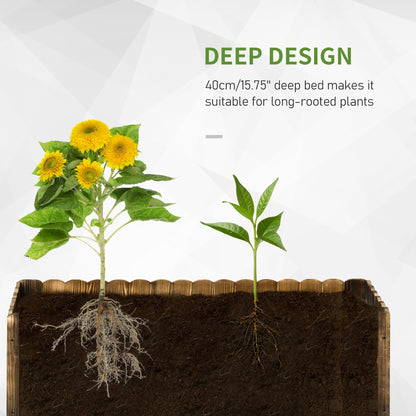 Outsunny 172L Raised Garden Bed, Wooden Rectangle Planter Box, Outdoor Herb Vegetable Flower Pot (120L x 40W x 40H cm) 
