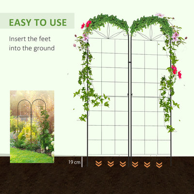 Outsunny Metal Trellis Set of 2, Garden Trellis for Climbing Plants Support Frames, Grid Design 