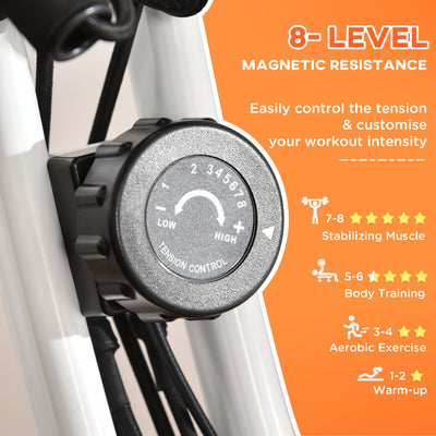 HOMCOM 2-in-1 Folding Exercise Bike with 8-Level Magnetic Resistance, Arm Resistance Band, Pulse Sensor, Orange 