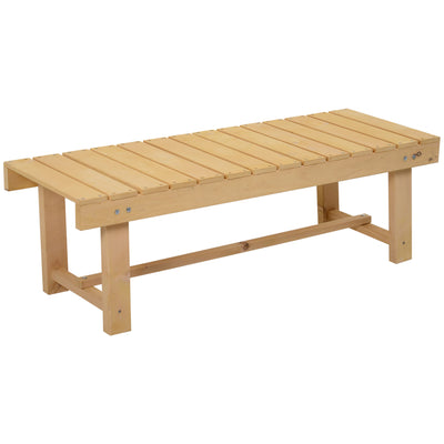 Outsunny 3 Pieces 2-seater Outdoor Indoor Wooden Garden Bench Fir Patio Loveseat, 110L x 38W x 35Hcm, Natural 