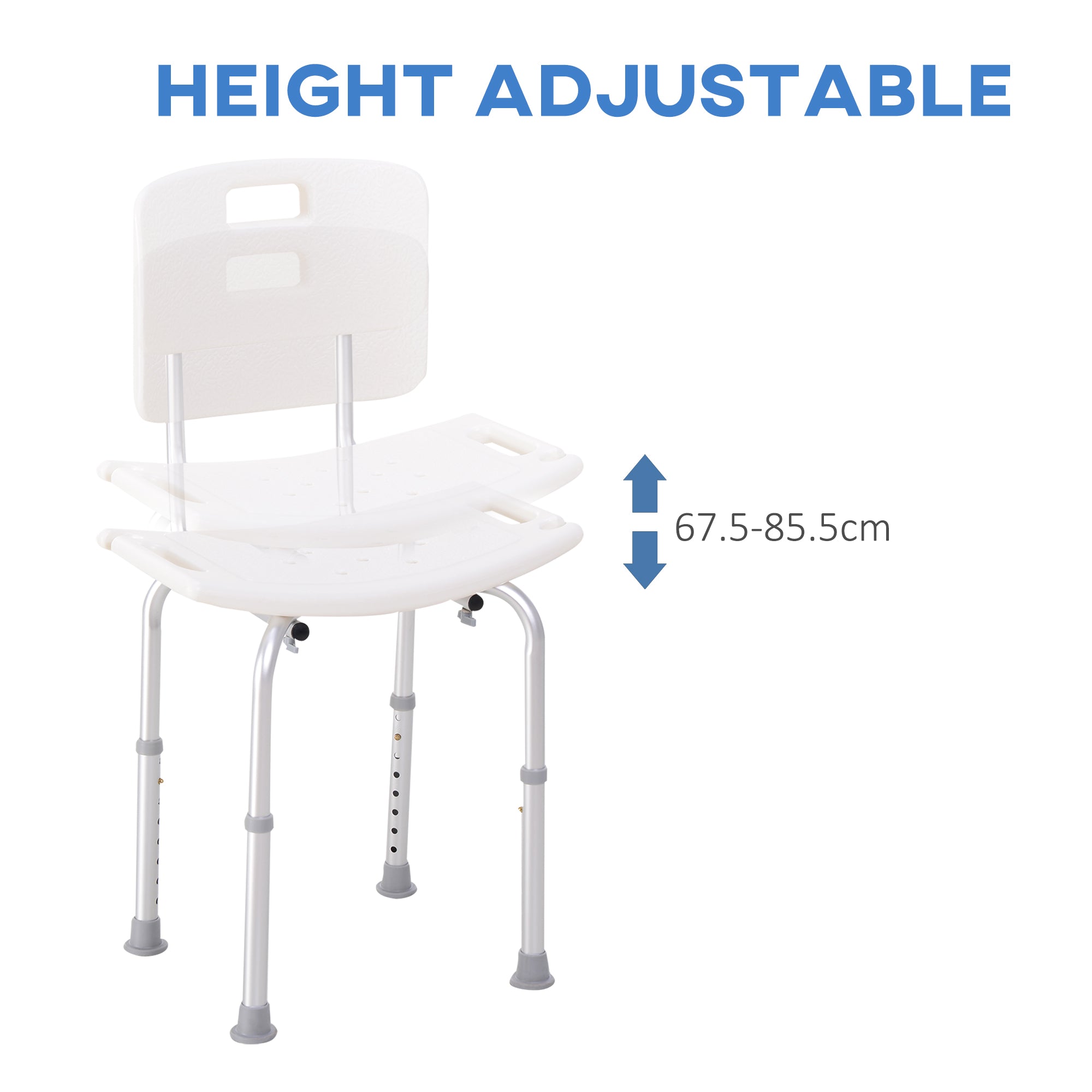 HOMCOM Bath Chair Shower Stool Safety Seat Bathroom Adjustable Positions Elderly Aids 