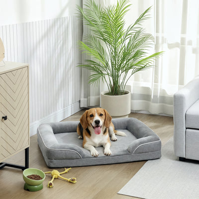 PawHut Dog Sofa Bed, Washable Pet Bed with Removable Cover and Non-Slip Bottom for Cats, Small and Medium Dogs, Grey 