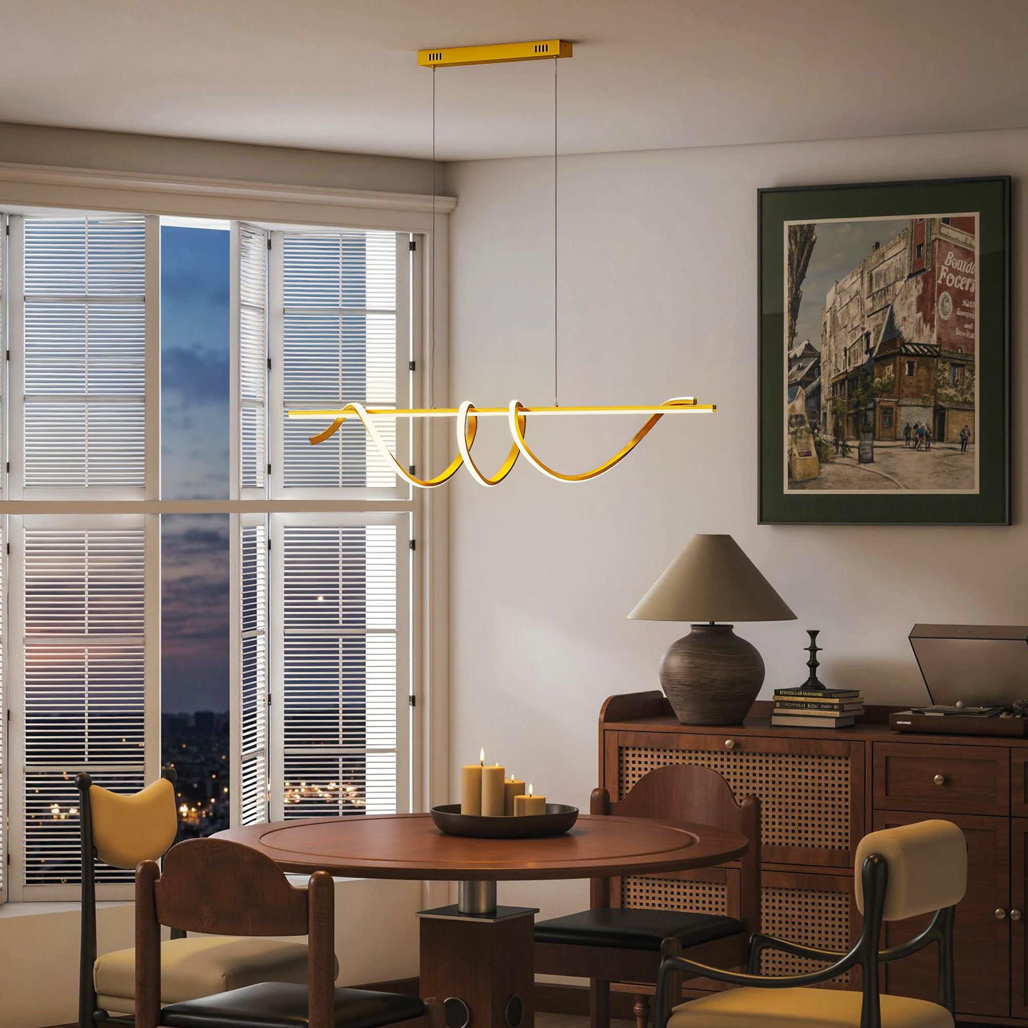 HOMCOM Pendant Light with 3 Colour Temperatures - Gold Tone 