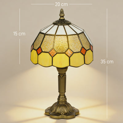 HOMCOM Handmade Art Deco Glass Table Lamp - White/Orange 