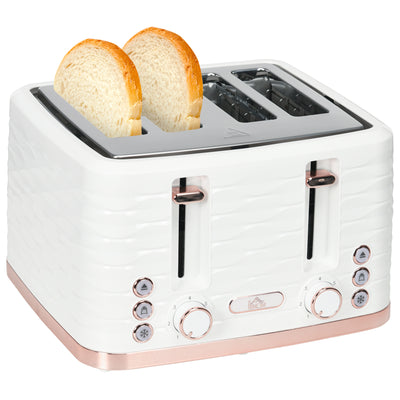 HOMCOM Four-Slice Rippled Toaster - White 