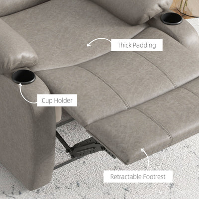 HOMCOM Recliner Chair, Microfibre Reclining Chair with Adjustable Leg Rest, Cup Holders, Recliner Armchair for Home Living Room, Brown 