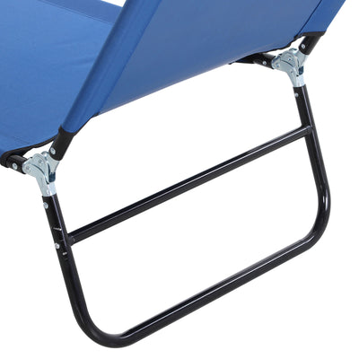 Outsunny 2 Piece Foldable Sun Loungers with 5-Position Adjustable Backrest, Outdoor Portable Recliner Chaise Lounge Chairs with Breathable Mesh Fabric, Blue 