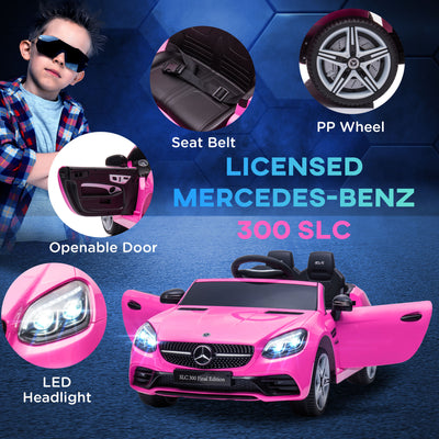 AIYAPLAY Benz SLC 300 Licensed 12V Electric Car for Kids, Kids' Electric Ride on with Parental Remote, Music Lights, Suspension Wheels for 3-6 Years, Pink 