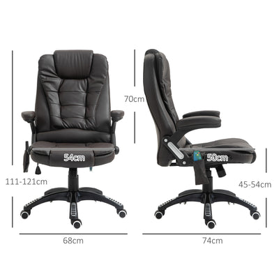 HOMCOM Executive Office Chair with Massage and Heat, High Back PU Leather Massage Office Chair with Adjustable Height, Brown 