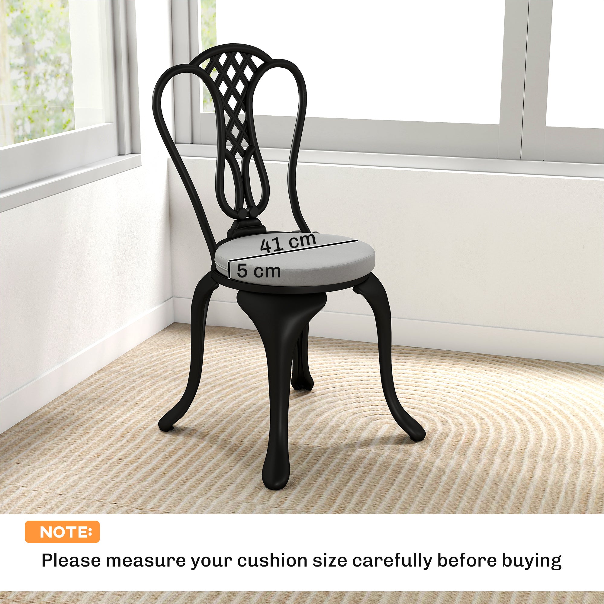 Outsunny Outdoor Bistro Chair Cushions Set of 4 with Removable Cover, 41 x 41 x 5 cm Round Seat Cushions with Ties, Light Grey 
