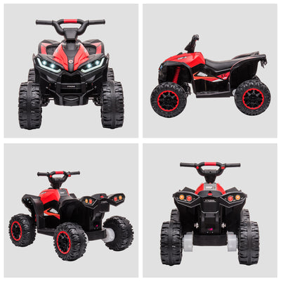 HOMCOM 12V Ride-On Quad Bike w/ Music, Horn, for Ages 3-5 Years - Red 