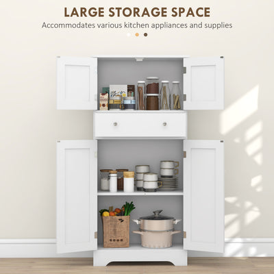 HOMCOM Multi-Storage Freestanding Kitchen Cabinet - White 